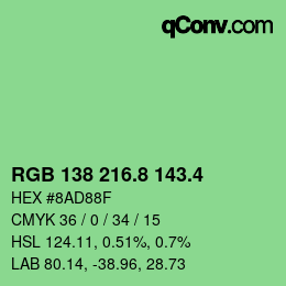 カラーコード: RGB 138 216.8 143.4 | qconv.com