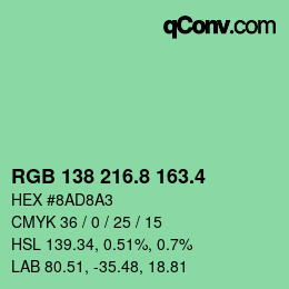 カラーコード: RGB 138 216.8 163.4 | qconv.com