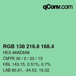 カラーコード: RGB 138 216.8 168.4 | qconv.com