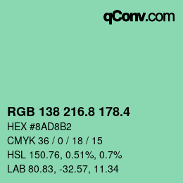 カラーコード: RGB 138 216.8 178.4 | qconv.com
