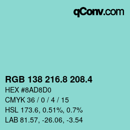 カラーコード: RGB 138 216.8 208.4 | qconv.com