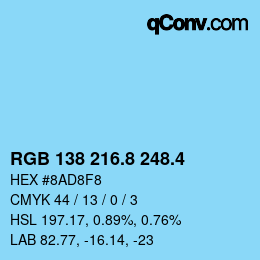 カラーコード: RGB 138 216.8 248.4 | qconv.com