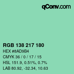 Color code: RGB 138 217 180 | qconv.com