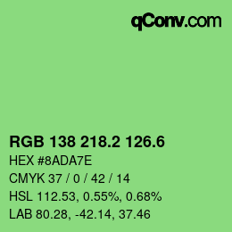 カラーコード: RGB 138 218.2 126.6 | qconv.com