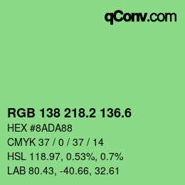 カラーコード: RGB 138 218.2 136.6 | qconv.com
