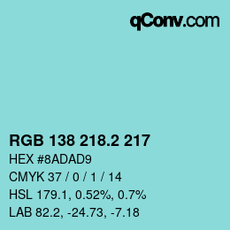 Color code: RGB 138 218.2 217 | qconv.com