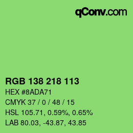 カラーコード: RGB 138 218 113 | qconv.com