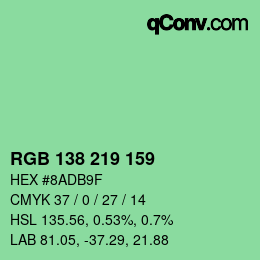 Color code: RGB 138 219 159 | qconv.com