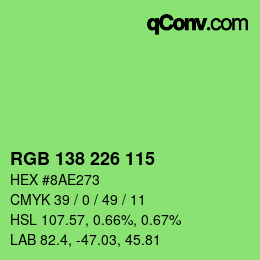 Color code: RGB 138 226 115 | qconv.com
