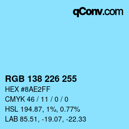 Color code: RGB 138 226 255 | qconv.com