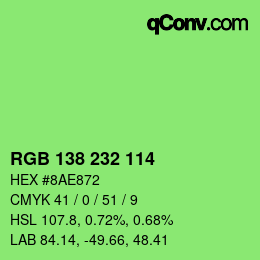 Color code: RGB 138 232 114 | qconv.com