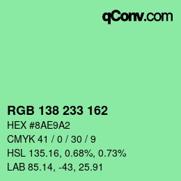 Color code: RGB 138 233 162 | qconv.com