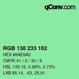 Código de color: RGB 138 233 162 | qconv.com