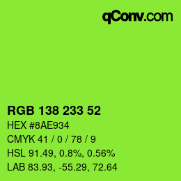 Color code: RGB 138 233 52 | qconv.com