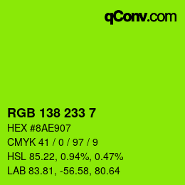 Color code: RGB 138 233 7 | qconv.com