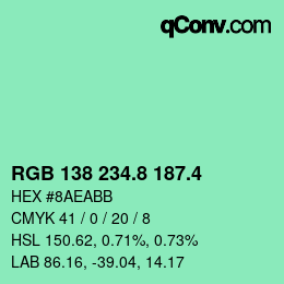カラーコード: RGB 138 234.8 187.4 | qconv.com