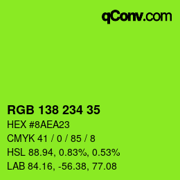 Color code: RGB 138 234 35 | qconv.com