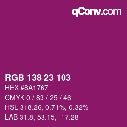 Color code: RGB 138 23 103 | qconv.com