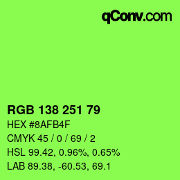 カラーコード: RGB 138 251 79 | qconv.com