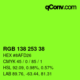 Color code: RGB 138 253 38 | qconv.com