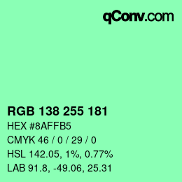 Color code: RGB 138 255 181 | qconv.com