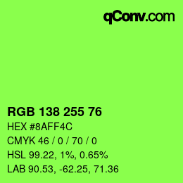 Color code: RGB 138 255 76 | qconv.com