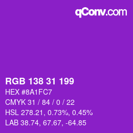 Color code: RGB 138 31 199 | qconv.com