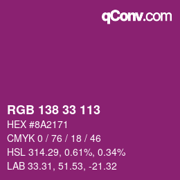 Color code: RGB 138 33 113 | qconv.com