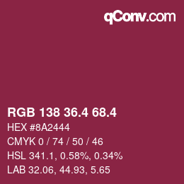 カラーコード: RGB 138 36.4 68.4 | qconv.com