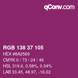 Color code: RGB 138 37 105 | qconv.com