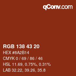 Color code: RGB 138 43 20 | qconv.com