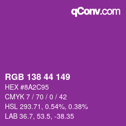 Color code: RGB 138 44 149 | qconv.com