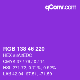 颜色代码: RGB 138 46 220 | qconv.com