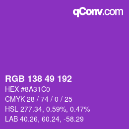 Color code: RGB 138 49 192 | qconv.com