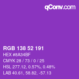 Color code: RGB 138 52 191 | qconv.com