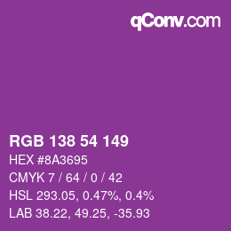 Color code: RGB 138 54 149 | qconv.com