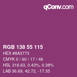 カラーコード: RGB 138 55 115 | qconv.com