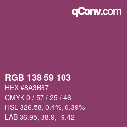 Color code: RGB 138 59 103 | qconv.com