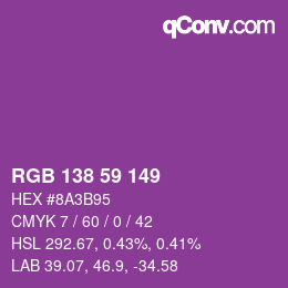 カラーコード: RGB 138 59 149 | qconv.com