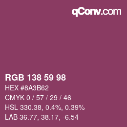 Farbcode: RGB 138 59 98 | qconv.com
