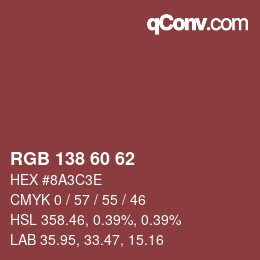 Farbcode: RGB 138 60 62 | qconv.com