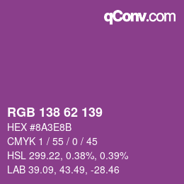 カラーコード: RGB 138 62 139 | qconv.com