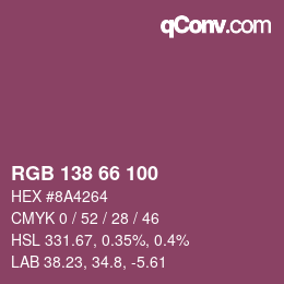 Color code: RGB 138 66 100 | qconv.com