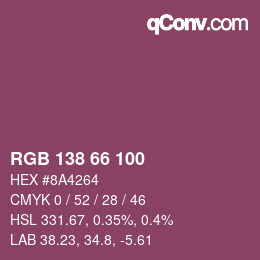 カラーコード: RGB 138 66 100 | qconv.com