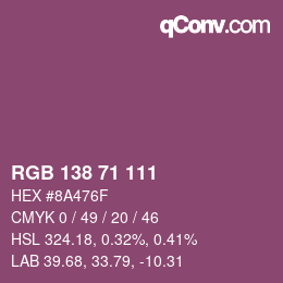 Color code: RGB 138 71 111 | qconv.com