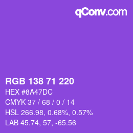 Farbcode: RGB 138 71 220 | qconv.com