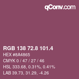 カラーコード: RGB 138 72.8 101.4 | qconv.com