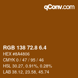 カラーコード: RGB 138 72.8 6.4 | qconv.com