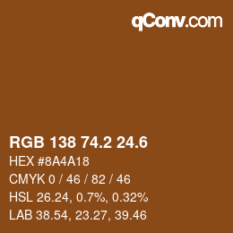 カラーコード: RGB 138 74.2 24.6 | qconv.com