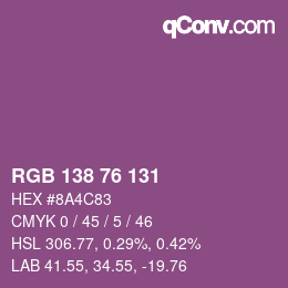 カラーコード: RGB 138 76 131 | qconv.com